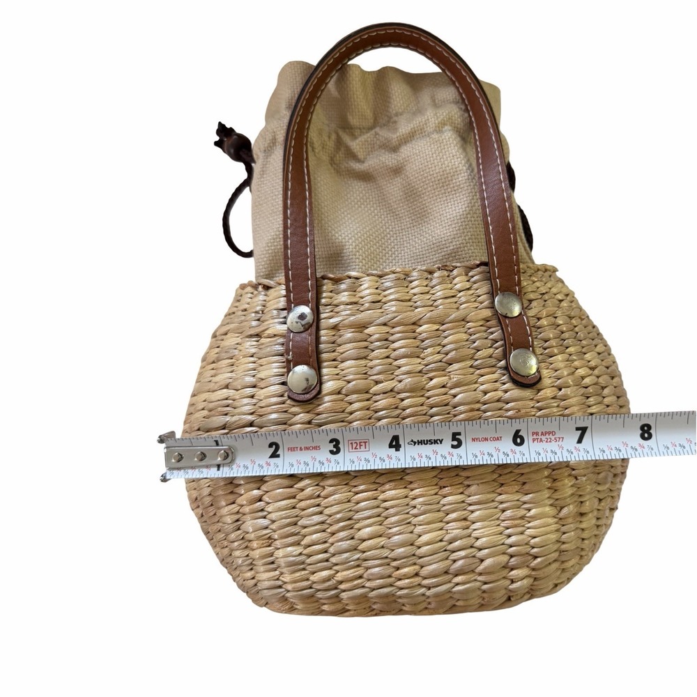 Sea and Grass Mini Straw Hyacinth Woven Tote Basket Small Mini Handbag Brown - Picture 14 of 16